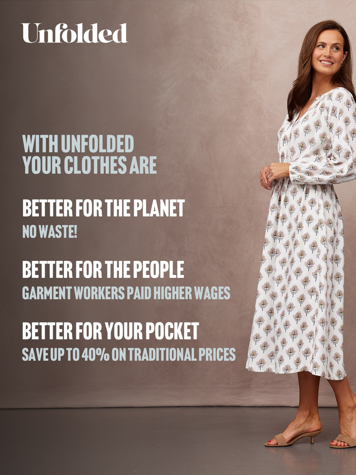 Flora Block Print Dress - Ecru Print