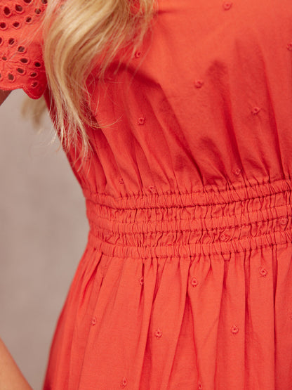 Georgie Cotton Summer Dress - Red