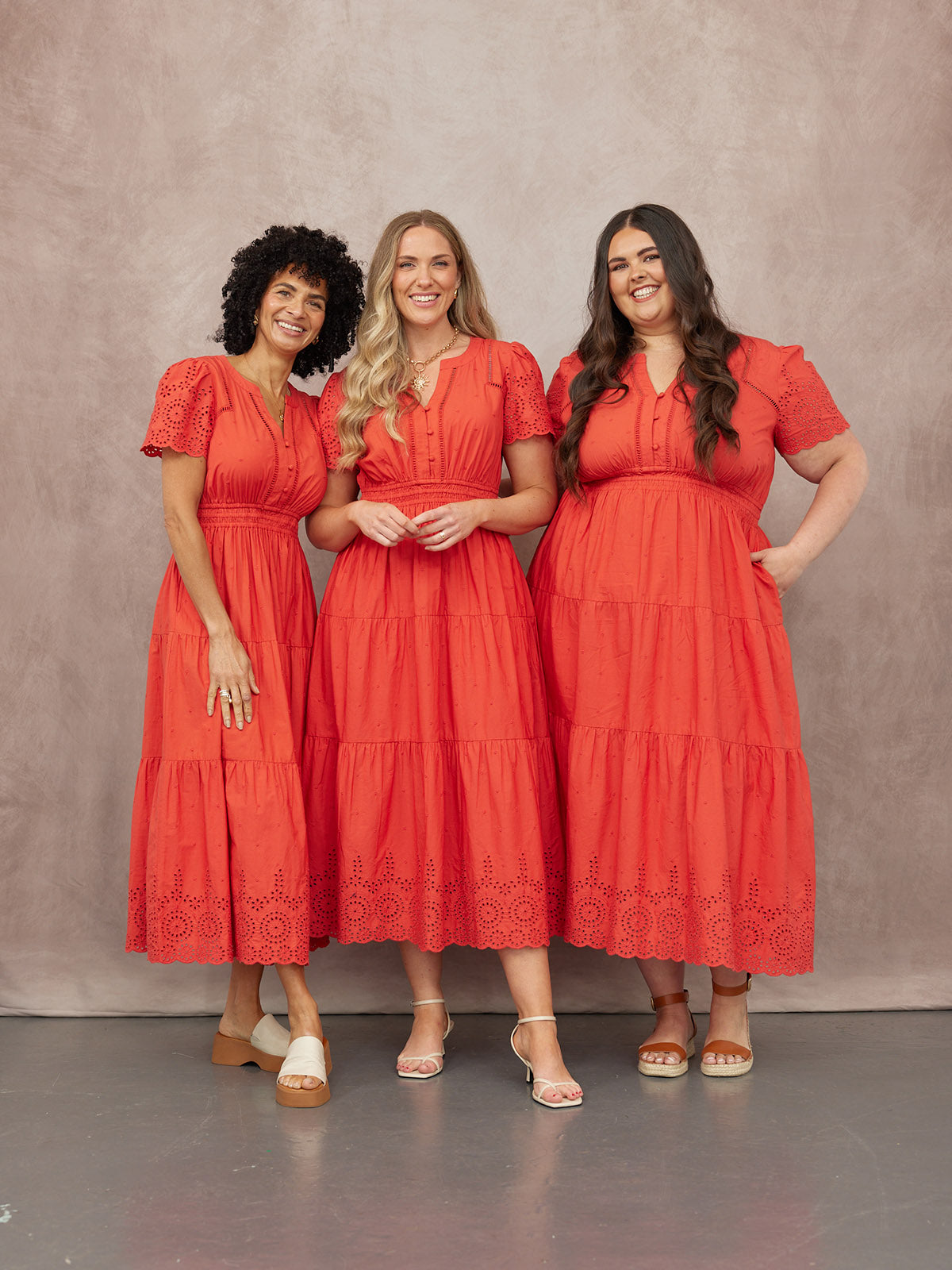 Georgie Cotton Summer Dress - Red