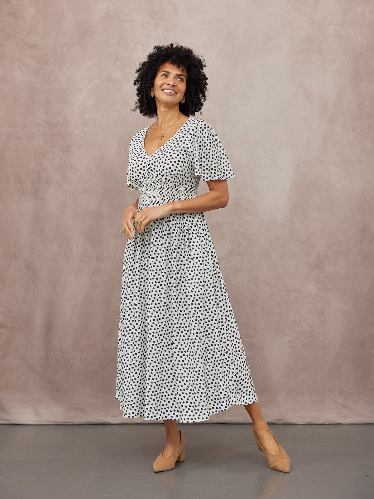 Maddie Short Sleeve Dress - Polka Dot Print