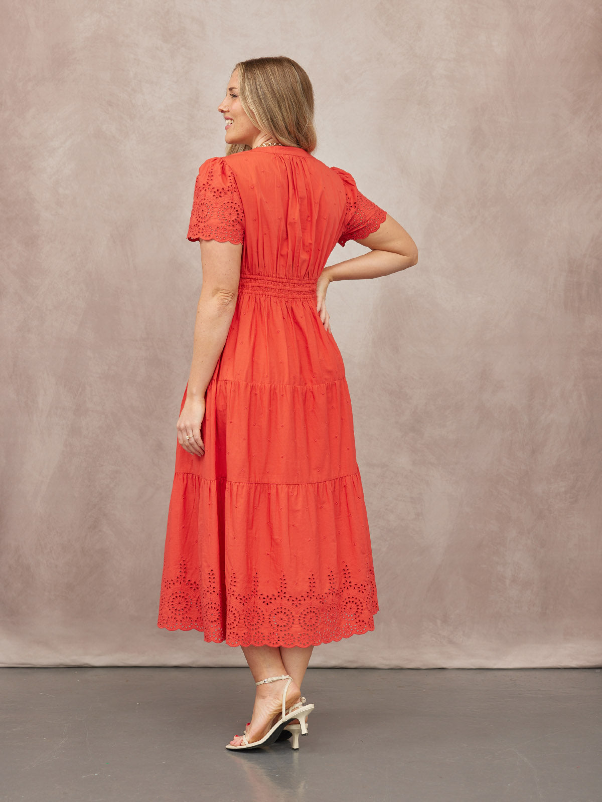 Georgie Cotton Summer Dress - Red