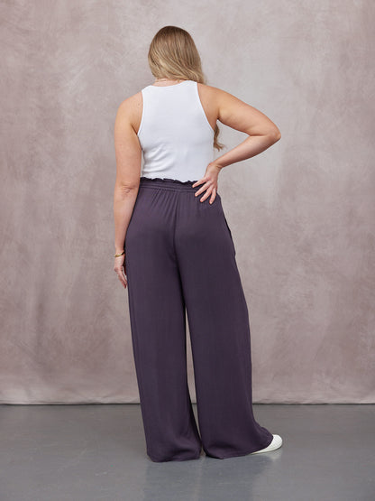 Celia Crinkle Trouser - Washed Navy
