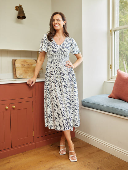 Maddie Short Sleeve Dress - Polka Dot Print