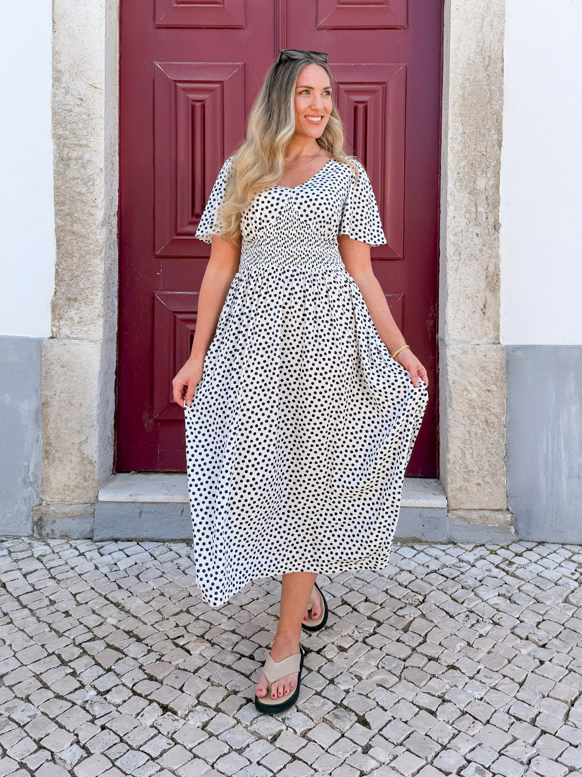 Maddie Short Sleeve Dress - Polka Dot Print