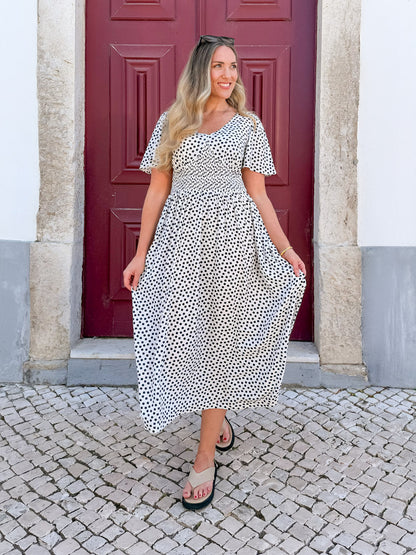 Maddie Short Sleeve Dress - Polka Dot Print