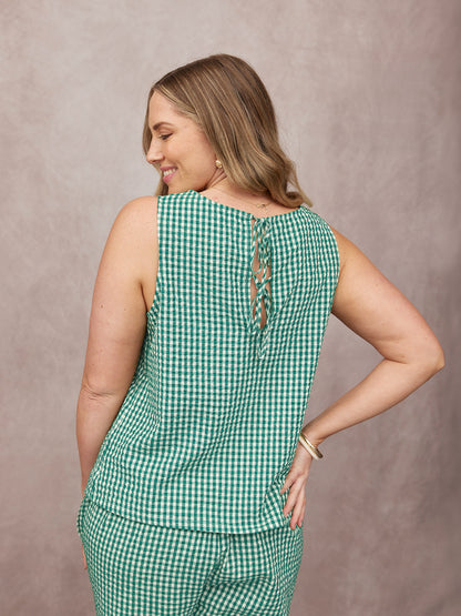Ruby Tank Top - Green Gingham