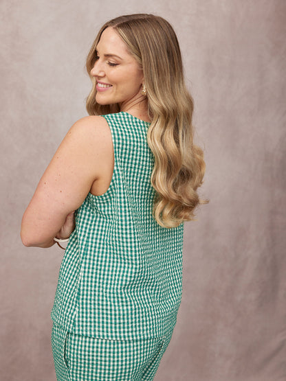 Ruby Tank Top - Green Gingham
