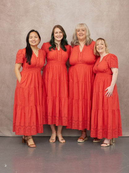 Georgie Cotton Summer Dress - Red