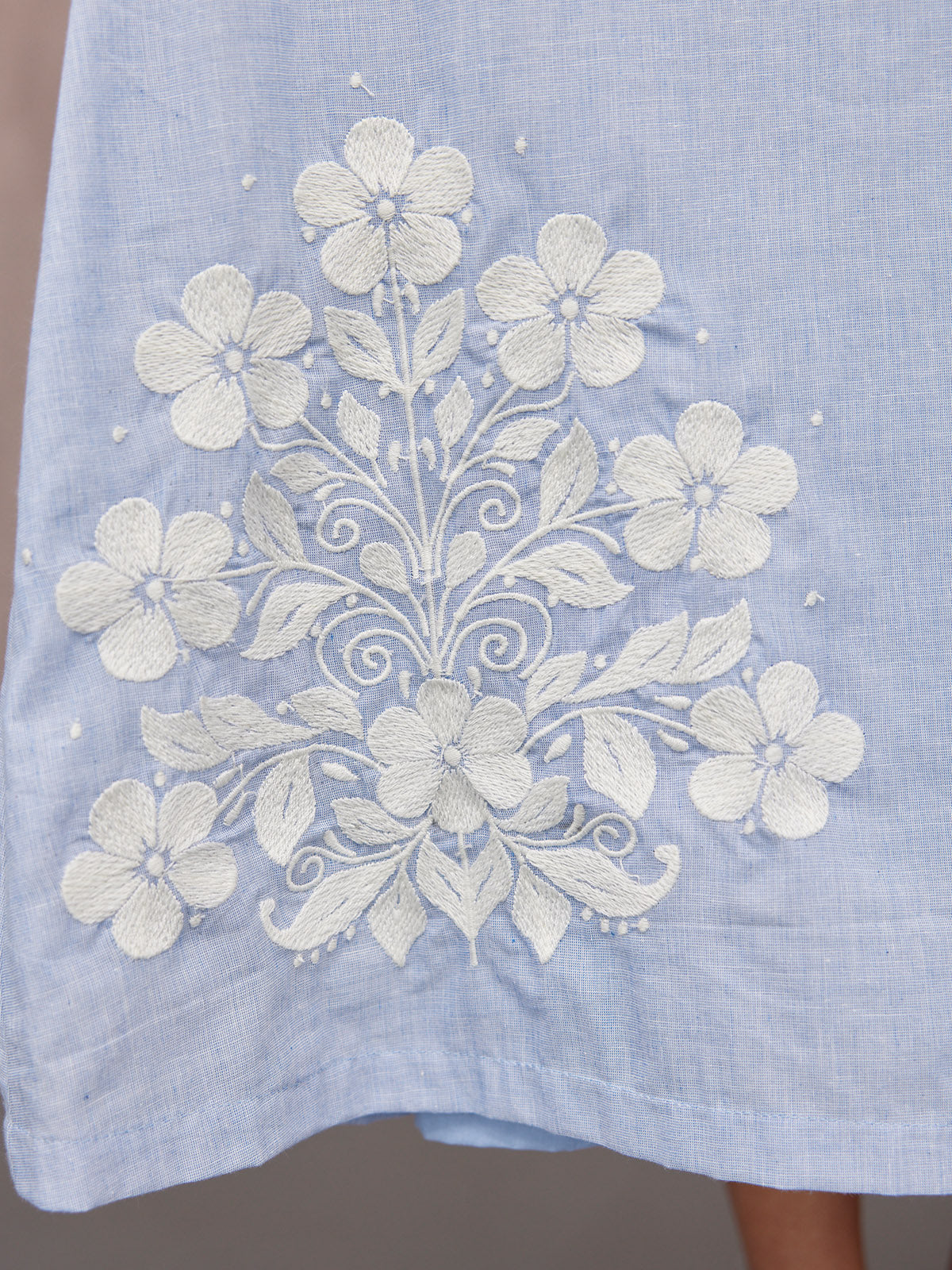 Lola Embroidered Relaxed Dress - Blue & White