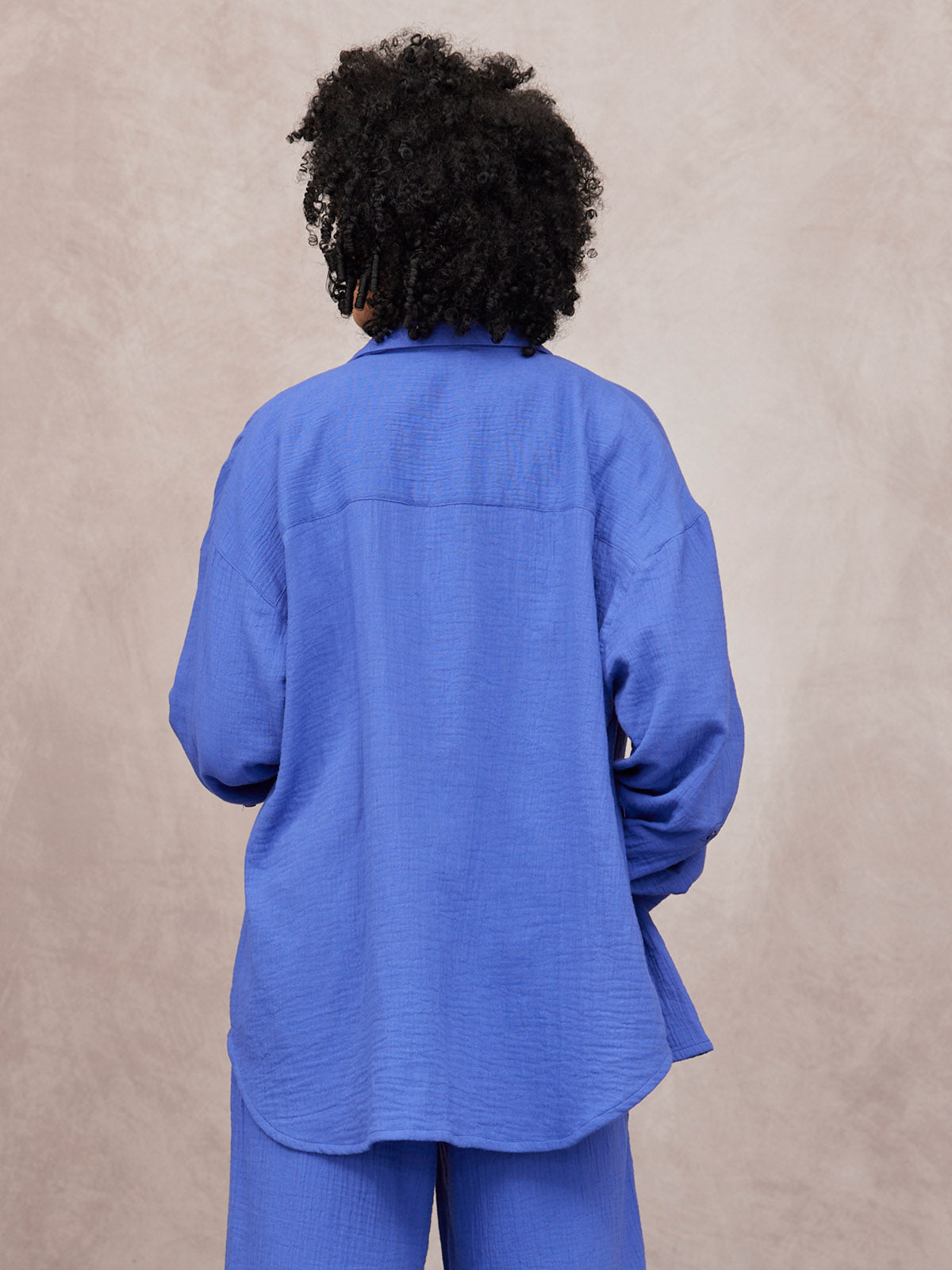 Deborah Oversized Cotton Crinkle Shirt - Cobalt Blue