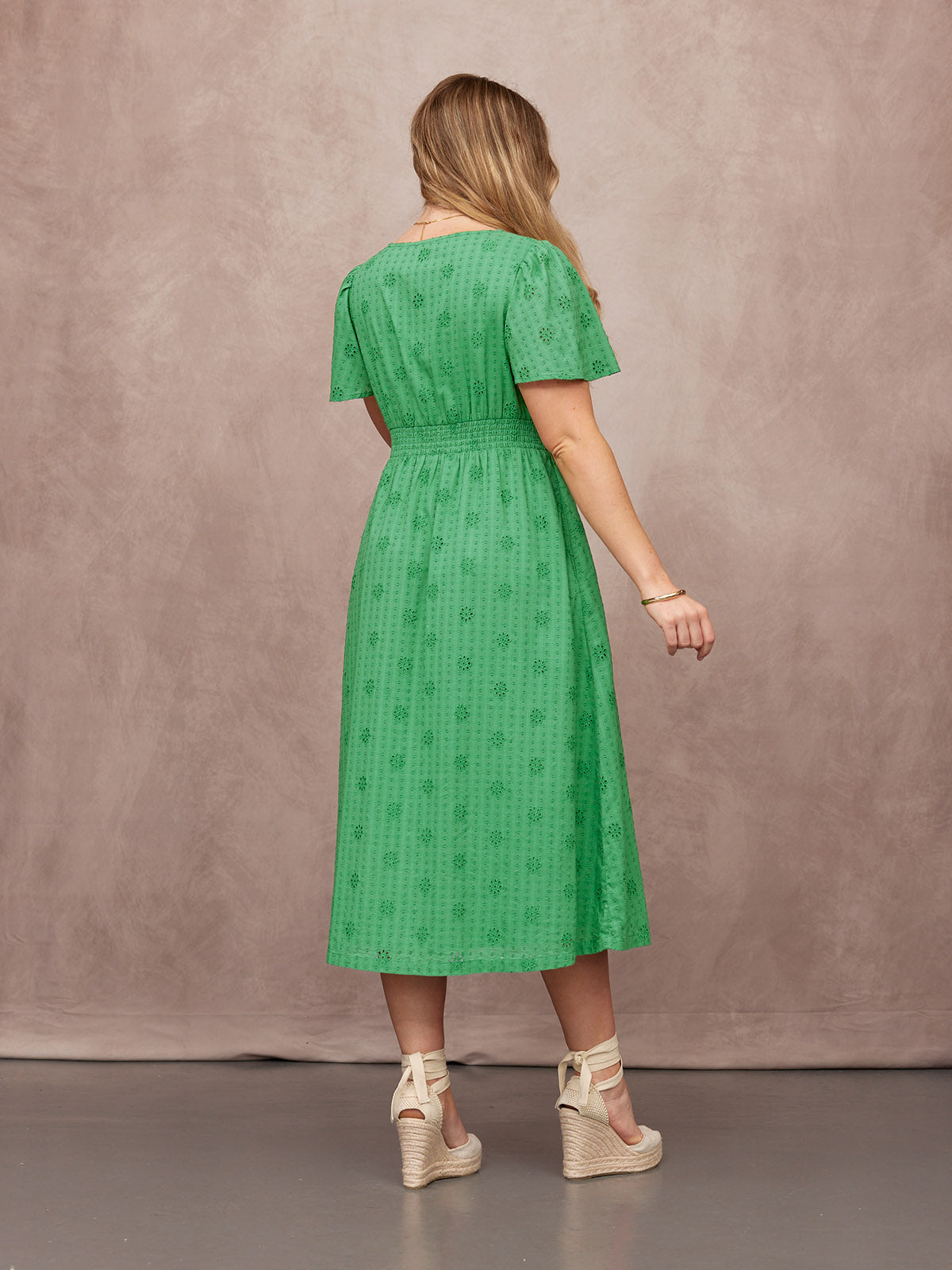 Allegra Broderie Dress - Green