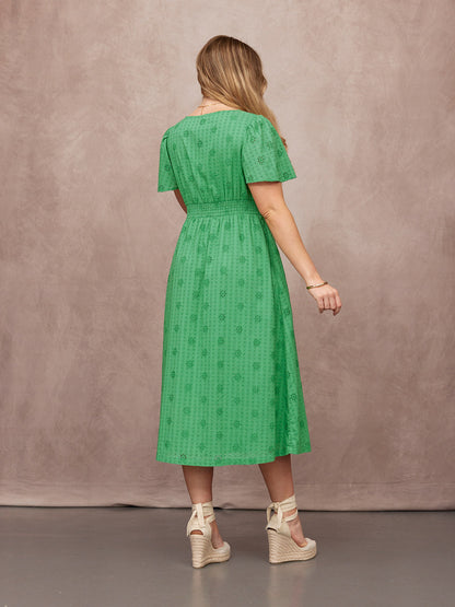 Allegra Broderie Dress - Green
