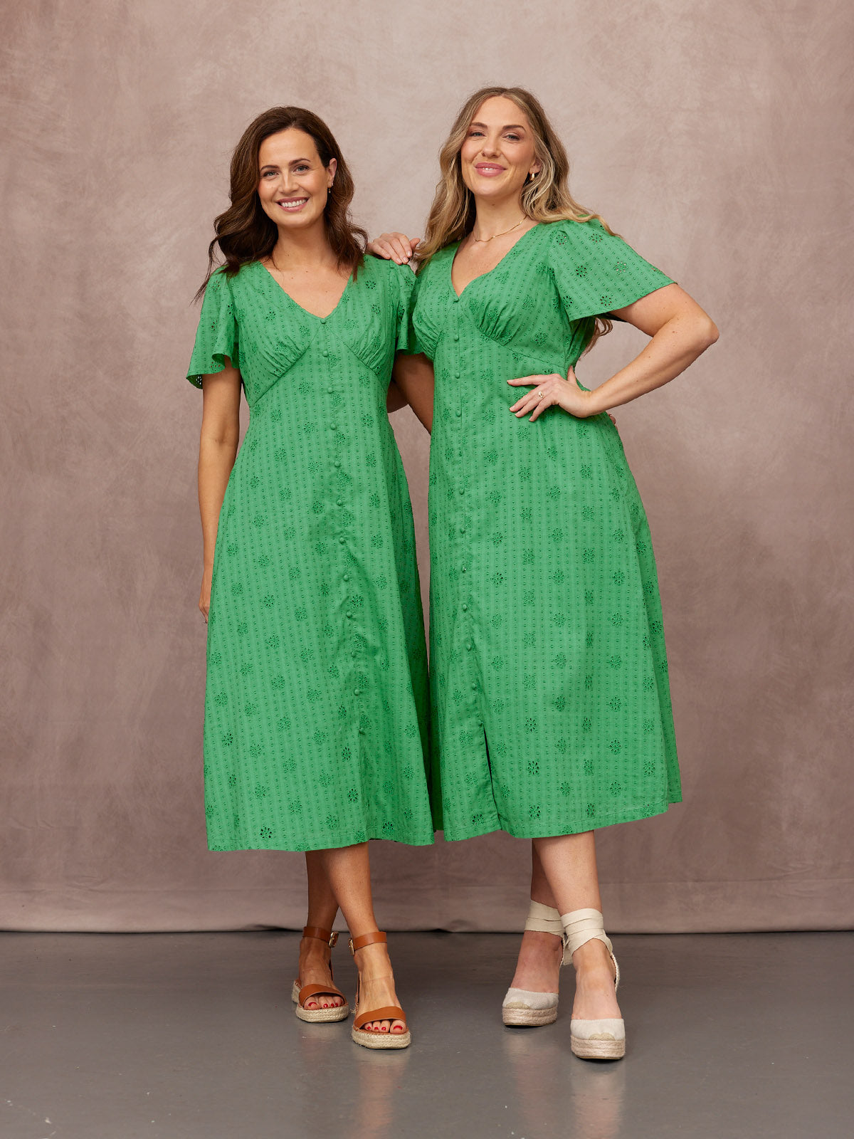 Allegra Broderie Dress - Green
