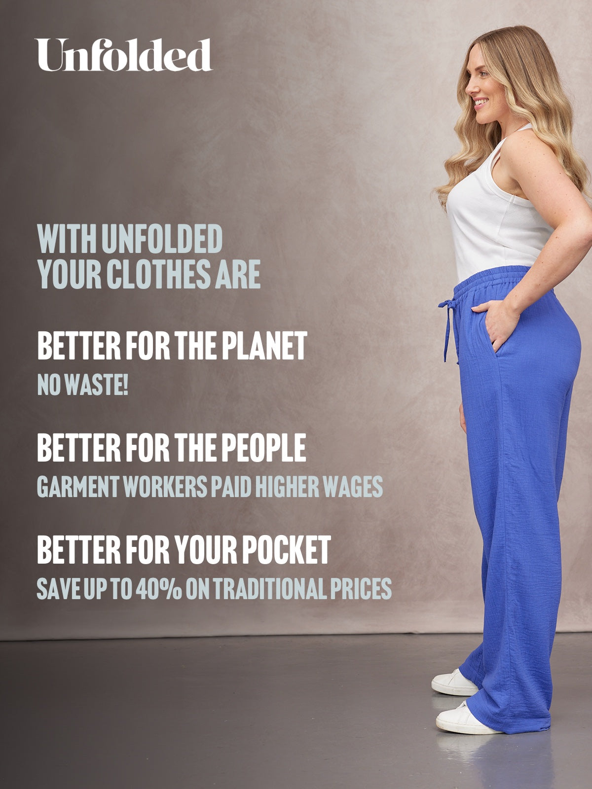 Joy Cotton Crinkle Trouser - Cobalt Blue