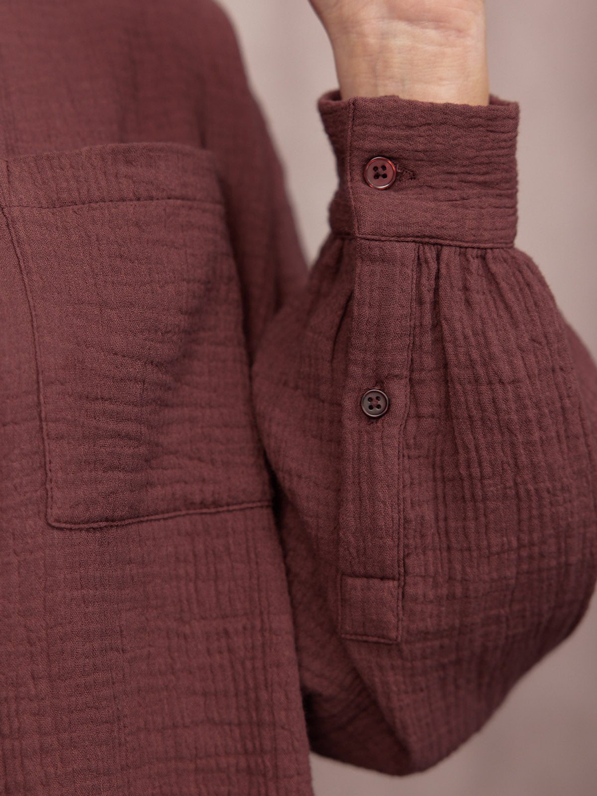 Deborah Oversized Cotton Crinkle Shirt - Brown