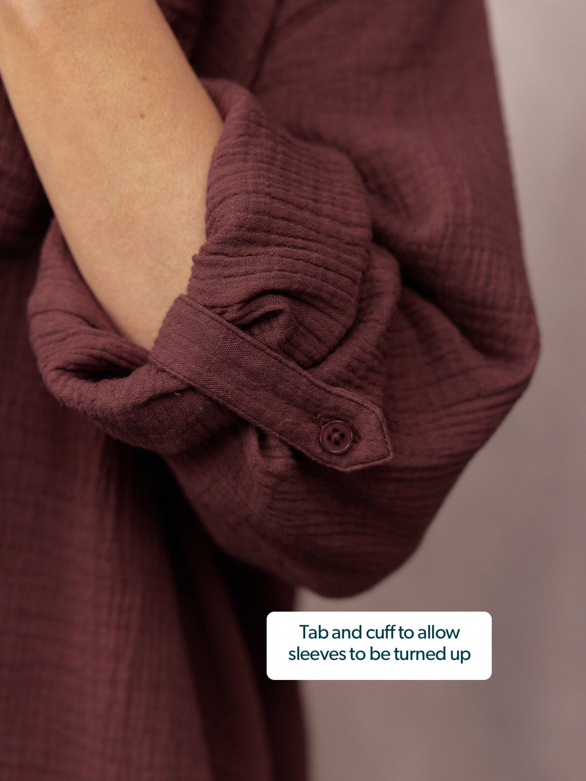 Deborah Oversized Cotton Crinkle Shirt - Brown