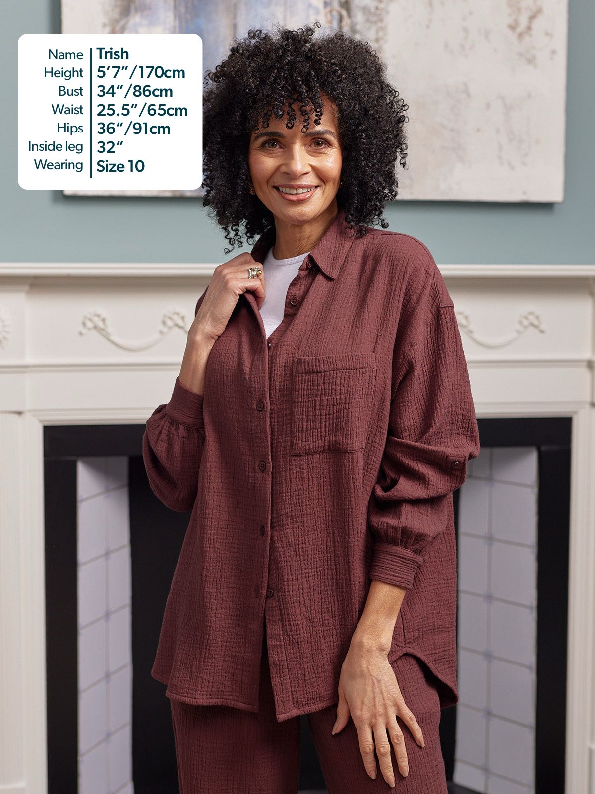 Deborah Oversized Cotton Crinkle Shirt - Brown