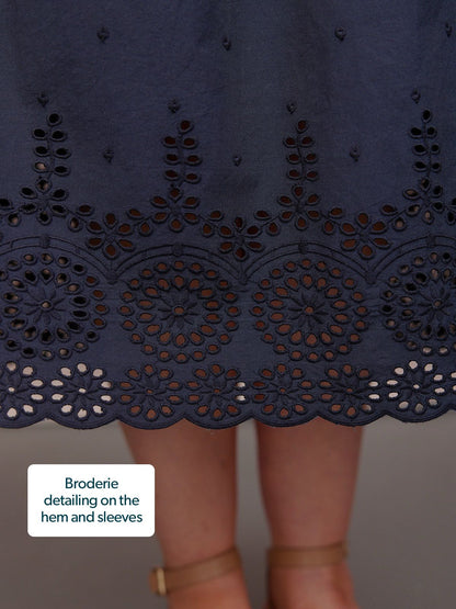 Georgie Cotton Summer Dress - Dark Navy