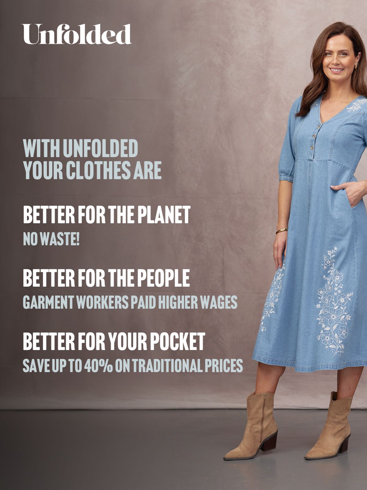 Lisa Embroidered Denim Dress - Light Wash Denim
