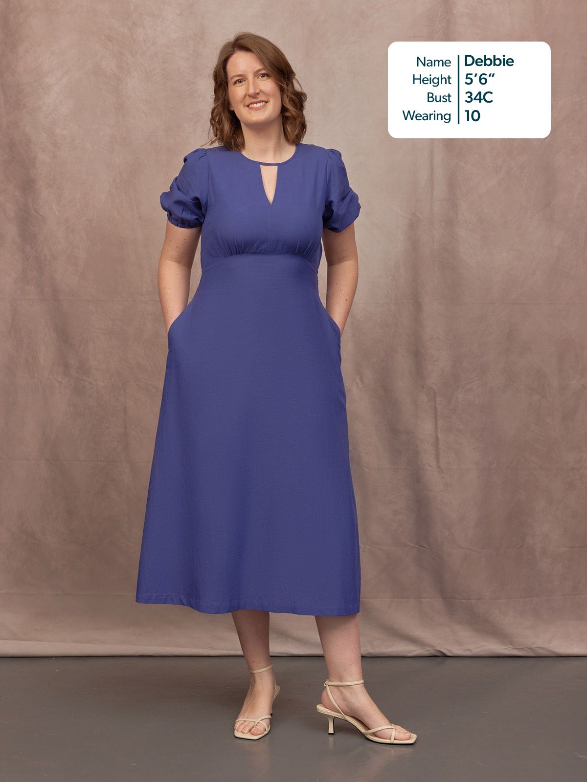 Lydia Bar Neckline Short Sleeve Dress - Blue