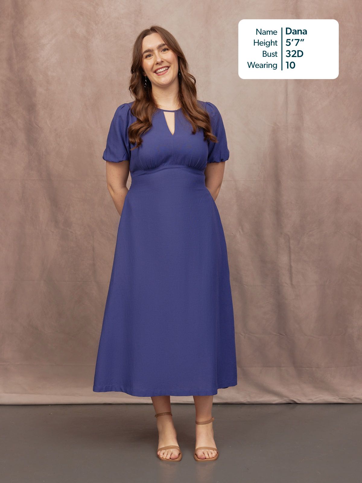 Lydia Bar Neckline Short Sleeve Dress - Blue