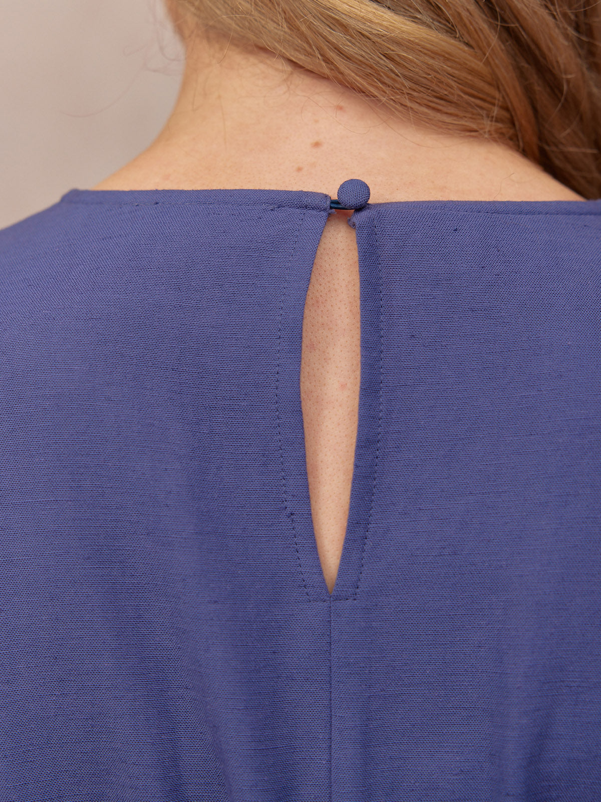 Lydia Bar Neckline Short Sleeve Dress - Blue