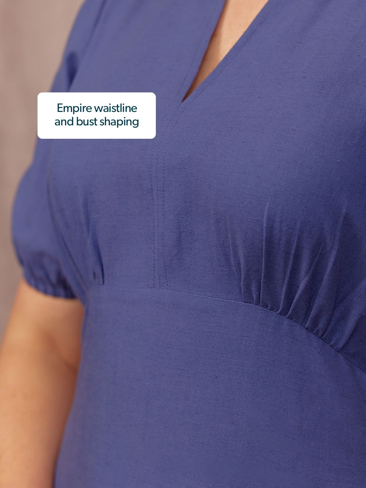 Lydia Bar Neckline Short Sleeve Dress - Blue