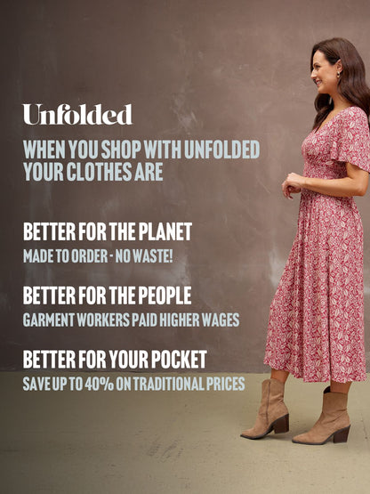 Maddie Short Sleeve Dress - Maroon Leaf Print