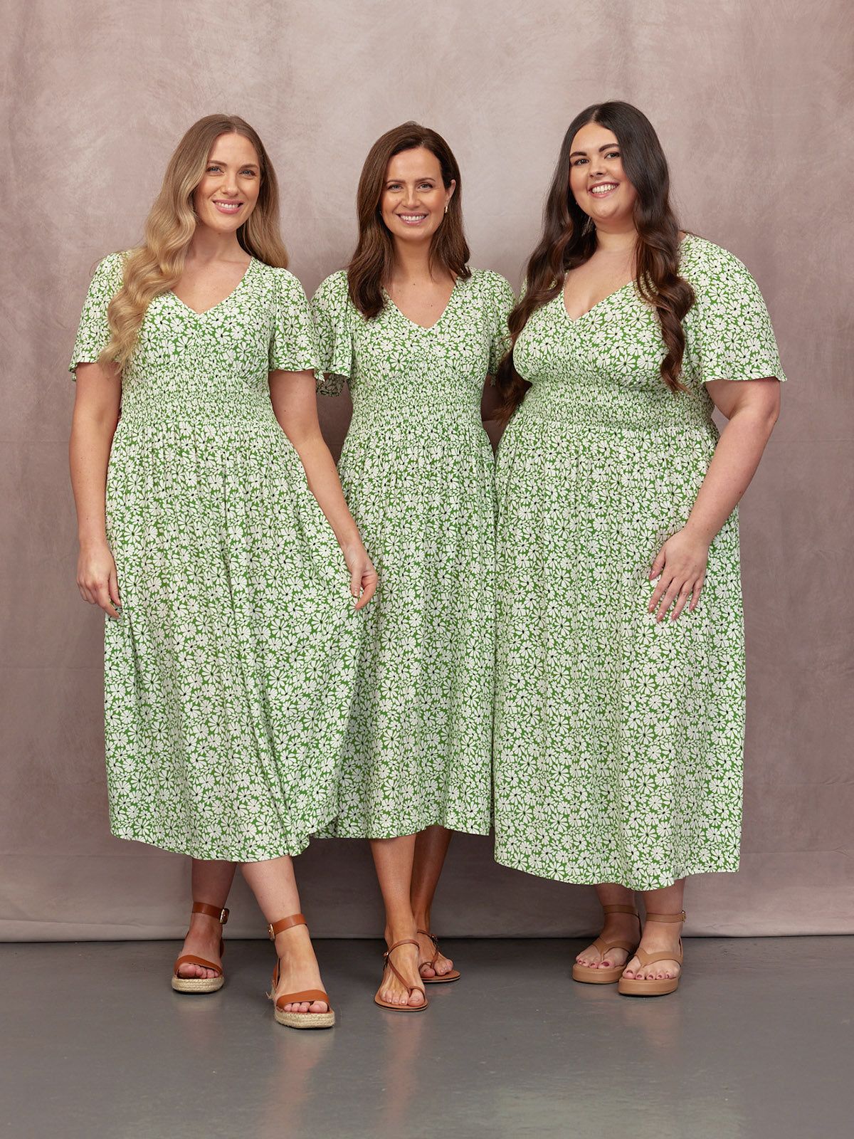 Maddie V-Neck Short Sleeve Dress - Olive Print
