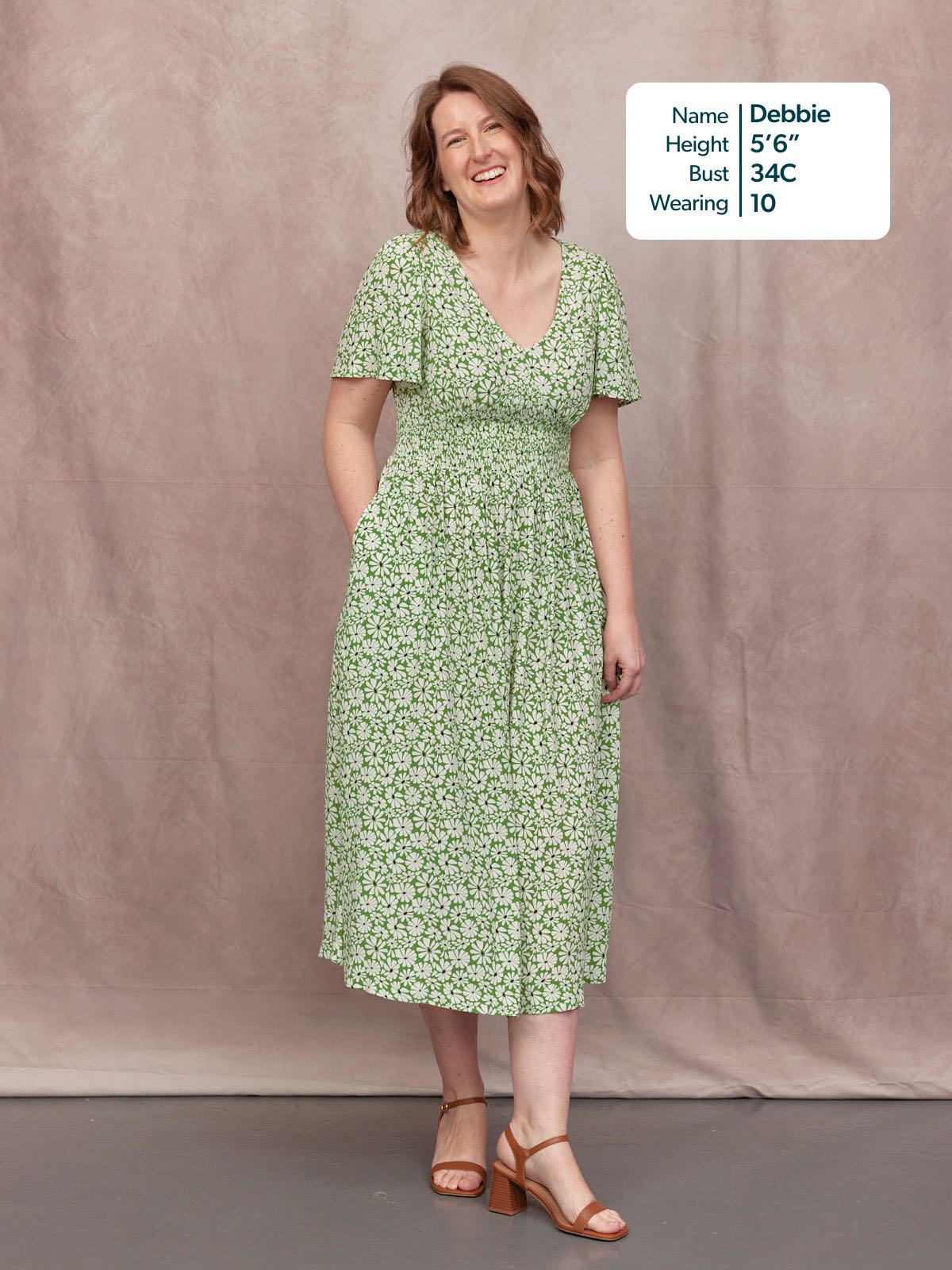 Maddie V-Neck Short Sleeve Dress - Olive Print