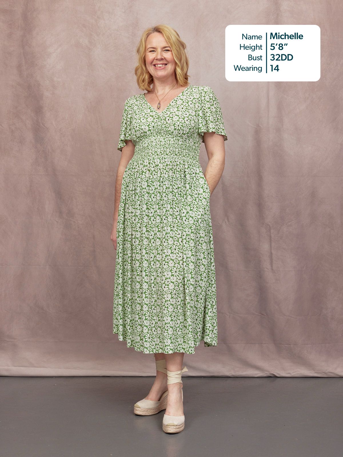 Maddie V-Neck Short Sleeve Dress - Olive Print