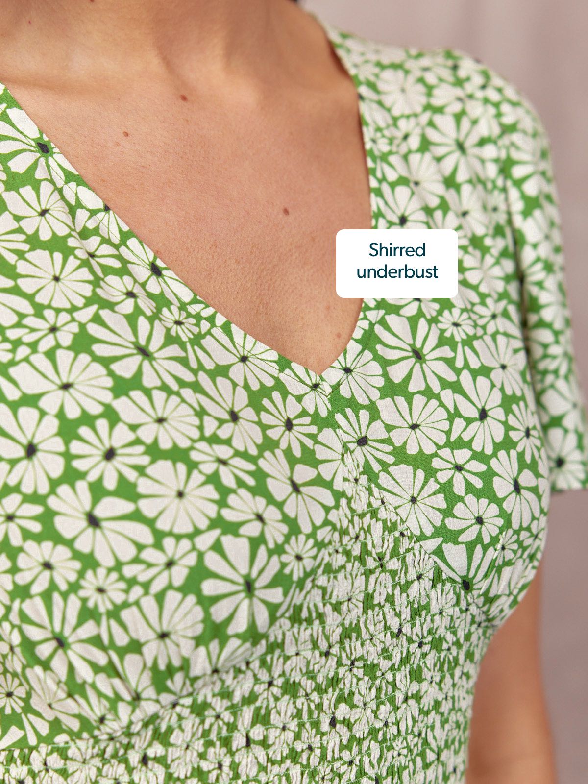 Maddie V-Neck Short Sleeve Dress - Olive Print