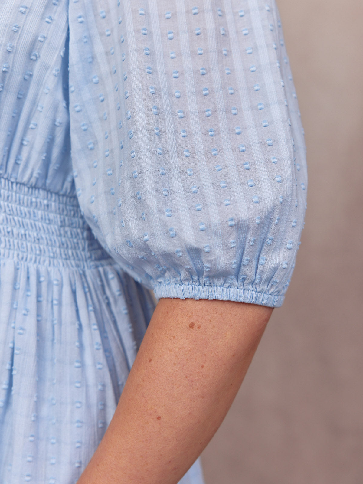 Phoebe Swiss Dot Button Front Dress - Blue