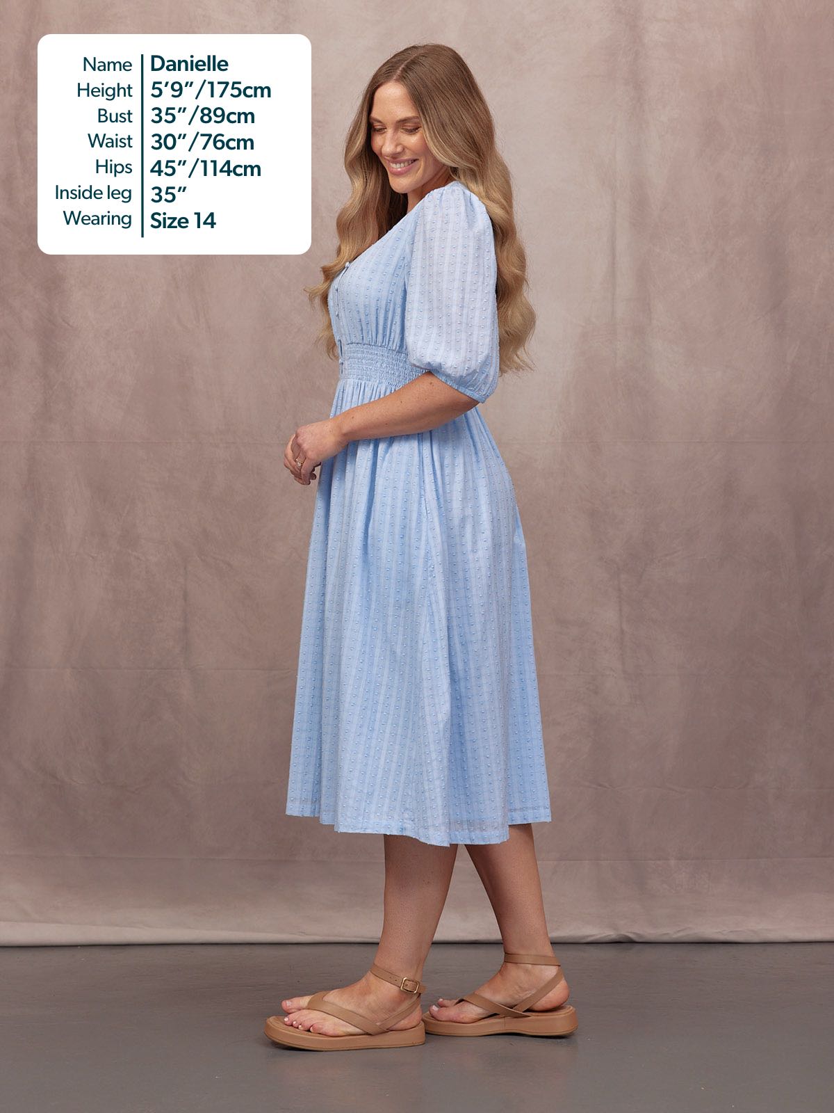 Phoebe Swiss Dot Button Front Dress - Blue