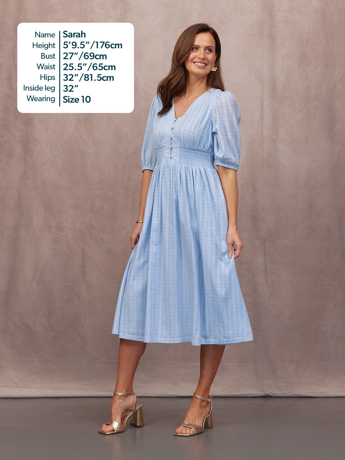 Phoebe Swiss Dot Button Front Dress - Blue