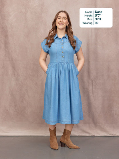 Rhiona Shirt Dress - Mid Wash Denim