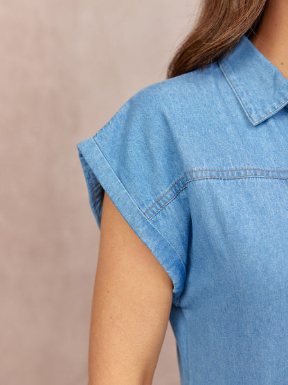 Rhiona Shirt Dress - Mid Wash Denim