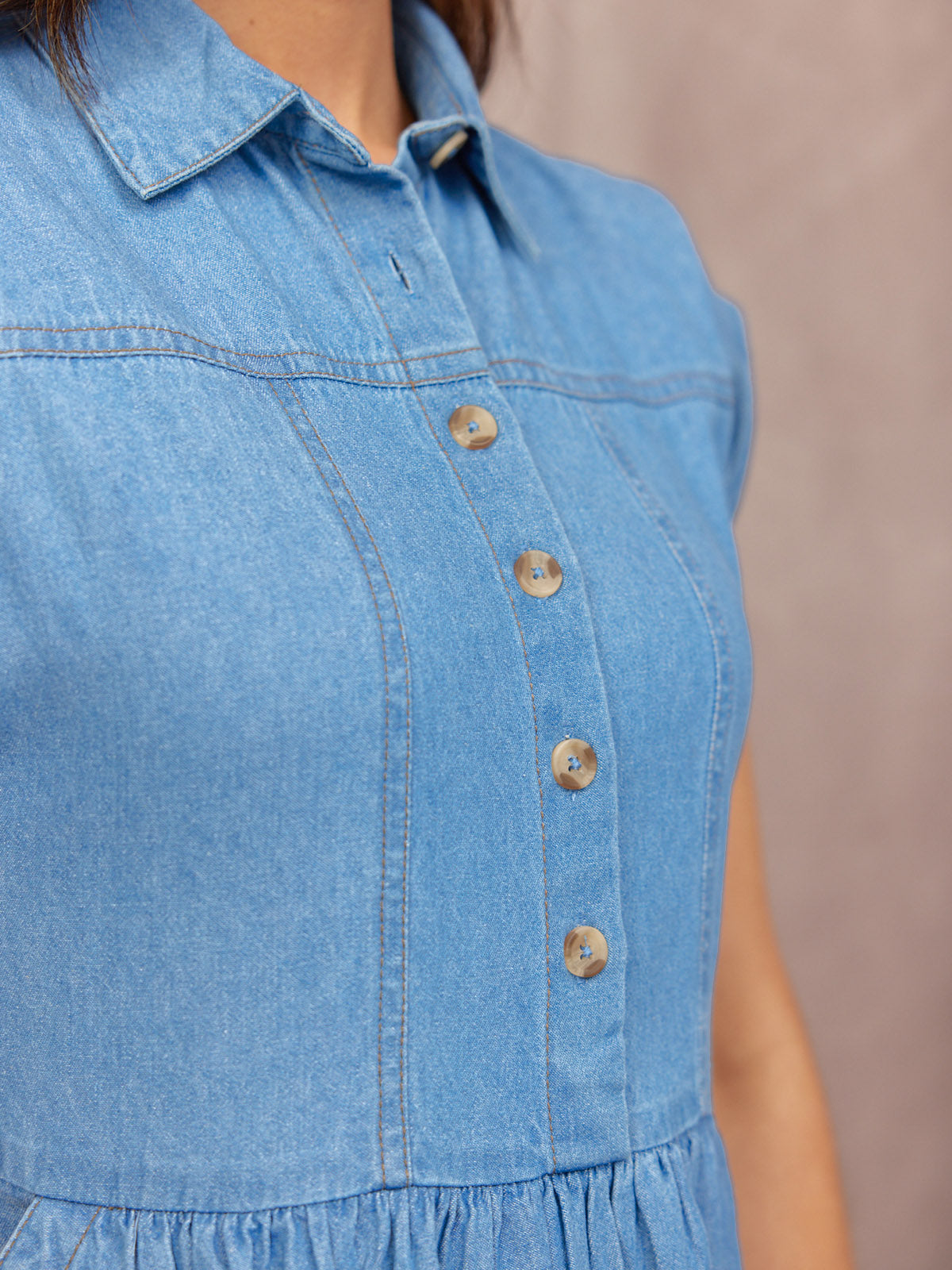 Rhiona Shirt Dress - Mid Wash Denim