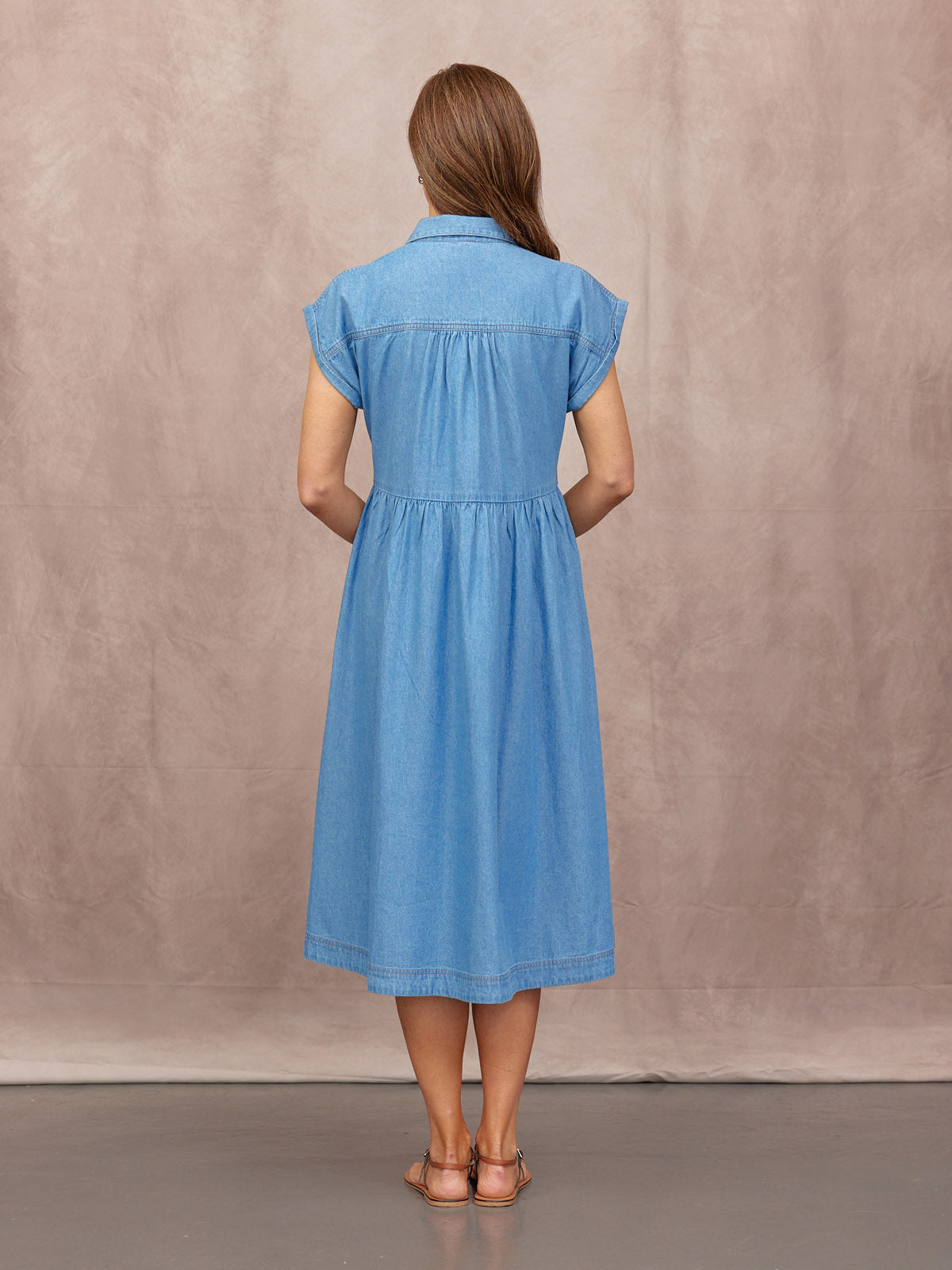 Rhiona Shirt Dress - Mid Wash Denim