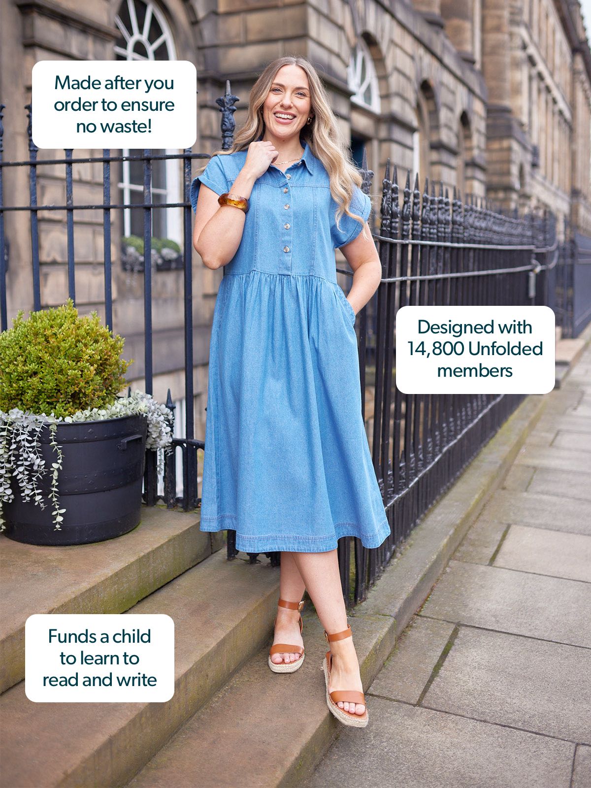 Rhiona Shirt Dress - Mid Wash Denim