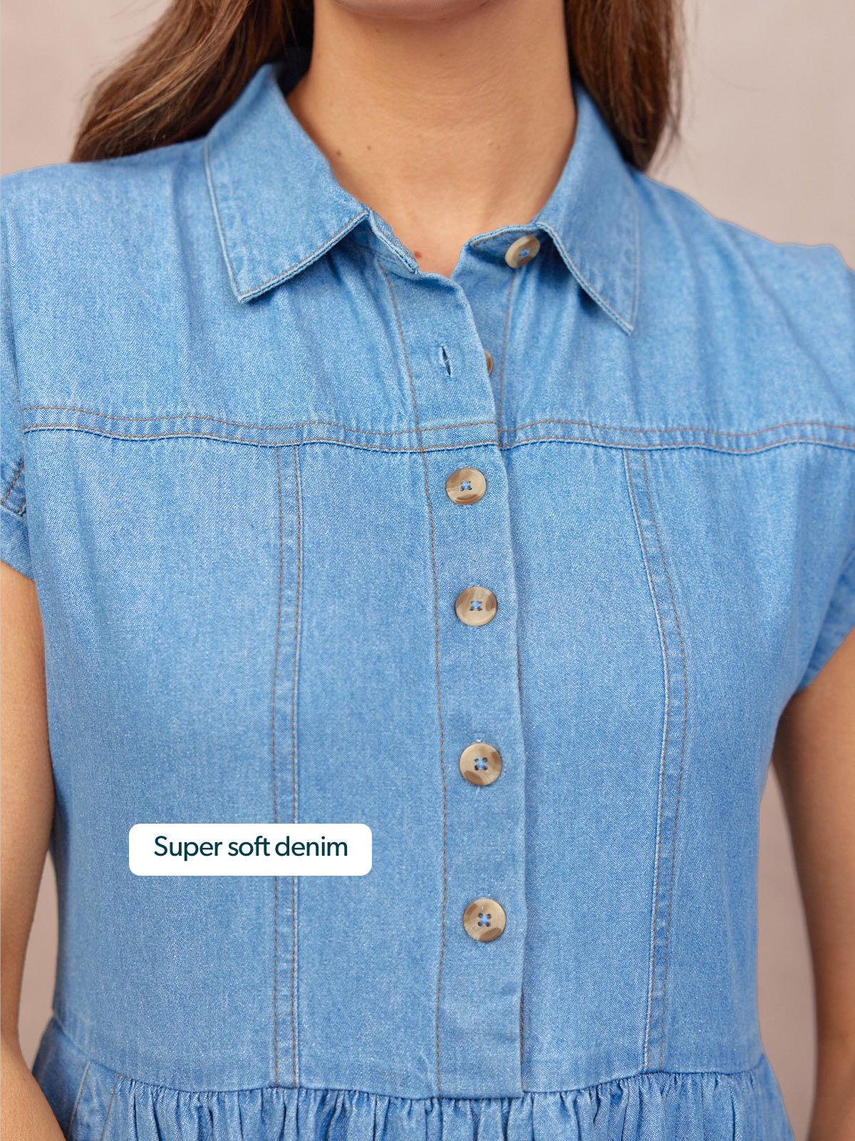 Rhiona Shirt Dress - Mid Wash Denim