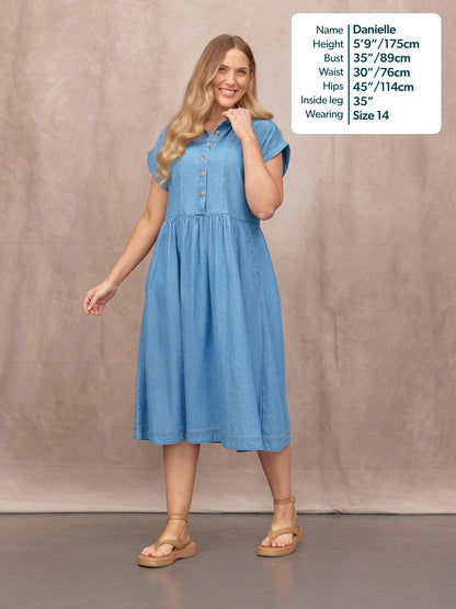 Rhiona Shirt Dress - Mid Wash Denim