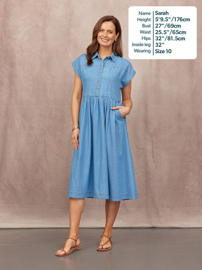 Rhiona Shirt Dress - Mid Wash Denim