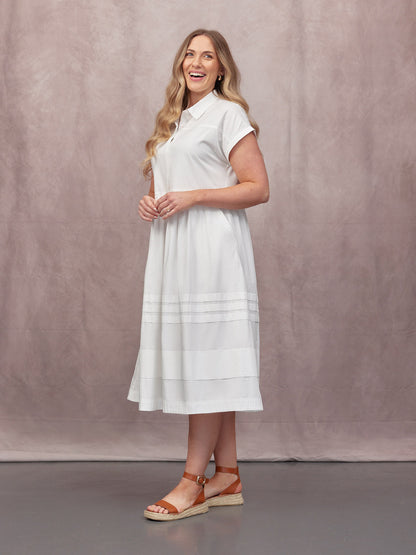Rhiona Tuck Detail Shirt Dress - White