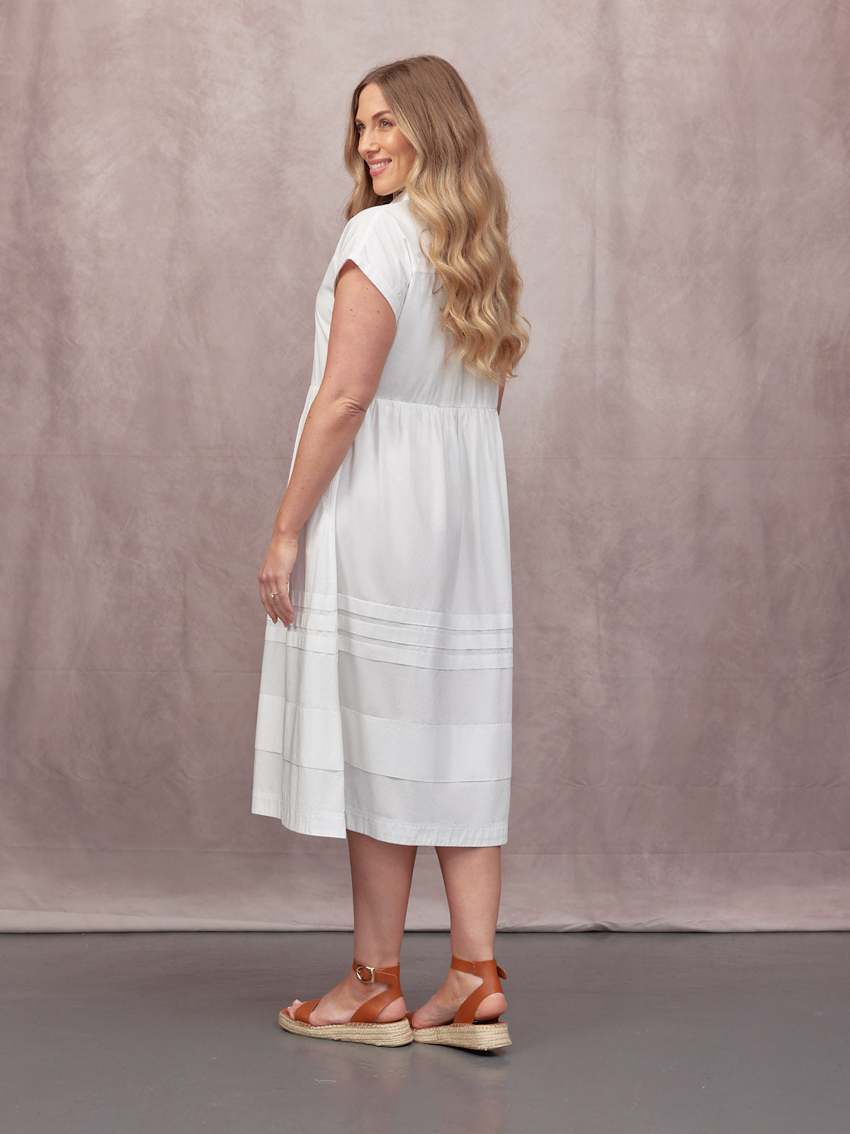 Rhiona Tuck Detail Shirt Dress - White