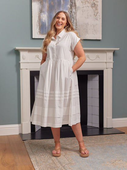 Rhiona Tuck Detail Shirt Dress - White