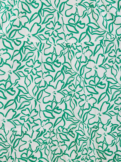 Susan Maxi Dress - White & Green Linear Print