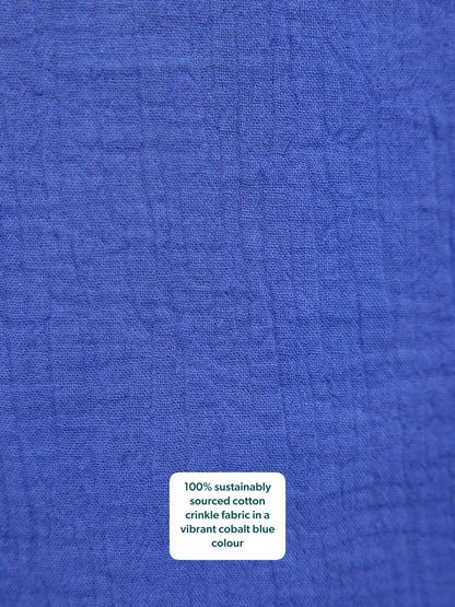 Deborah Oversized Cotton Crinkle Shirt - Cobalt Blue