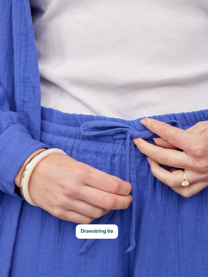 Joy Cotton Crinkle Trouser - Cobalt Blue
