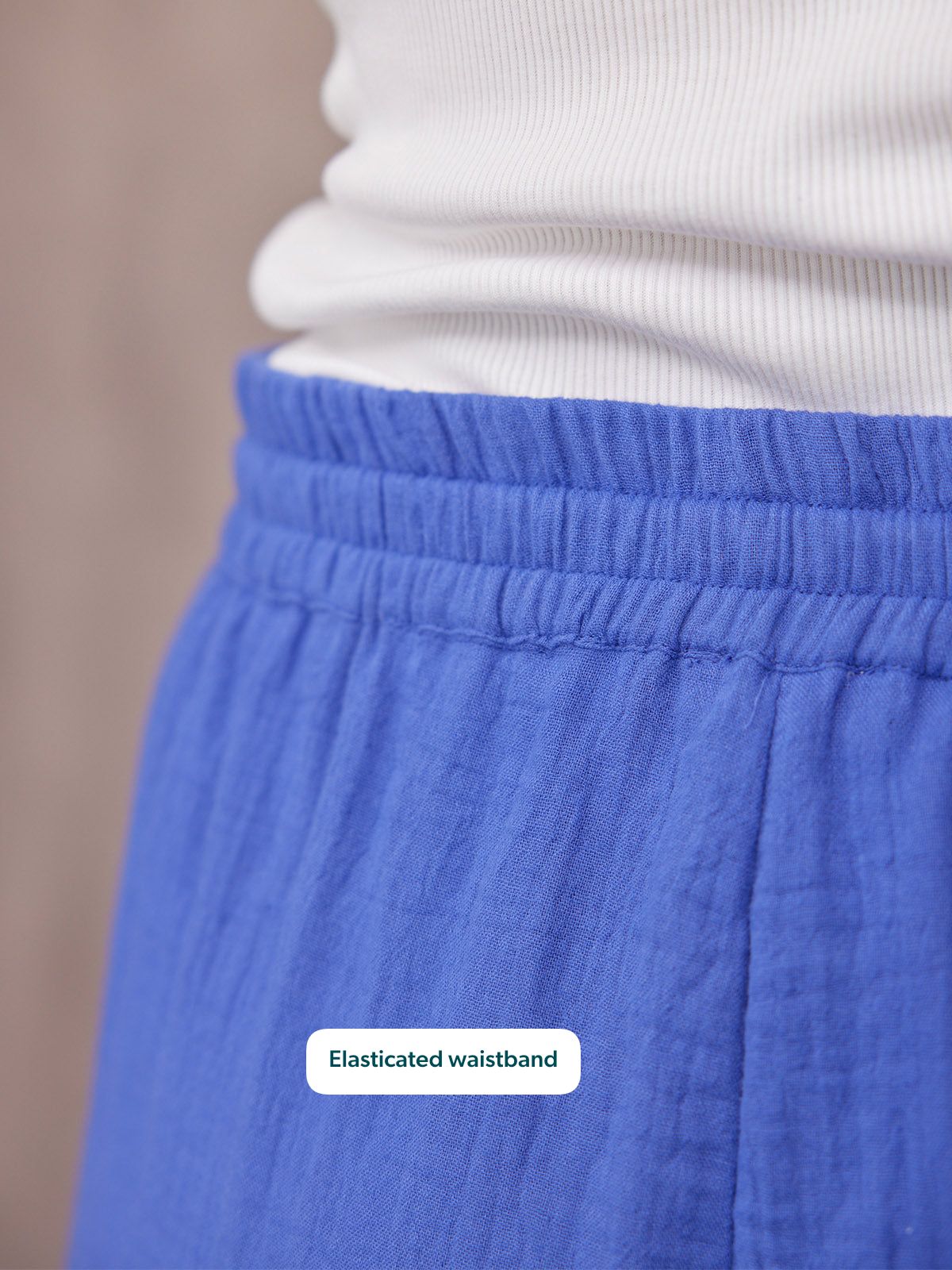Joy Cotton Crinkle Trouser - Cobalt Blue